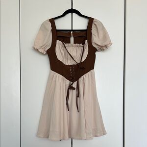 Elegant Brown and Cream Dress